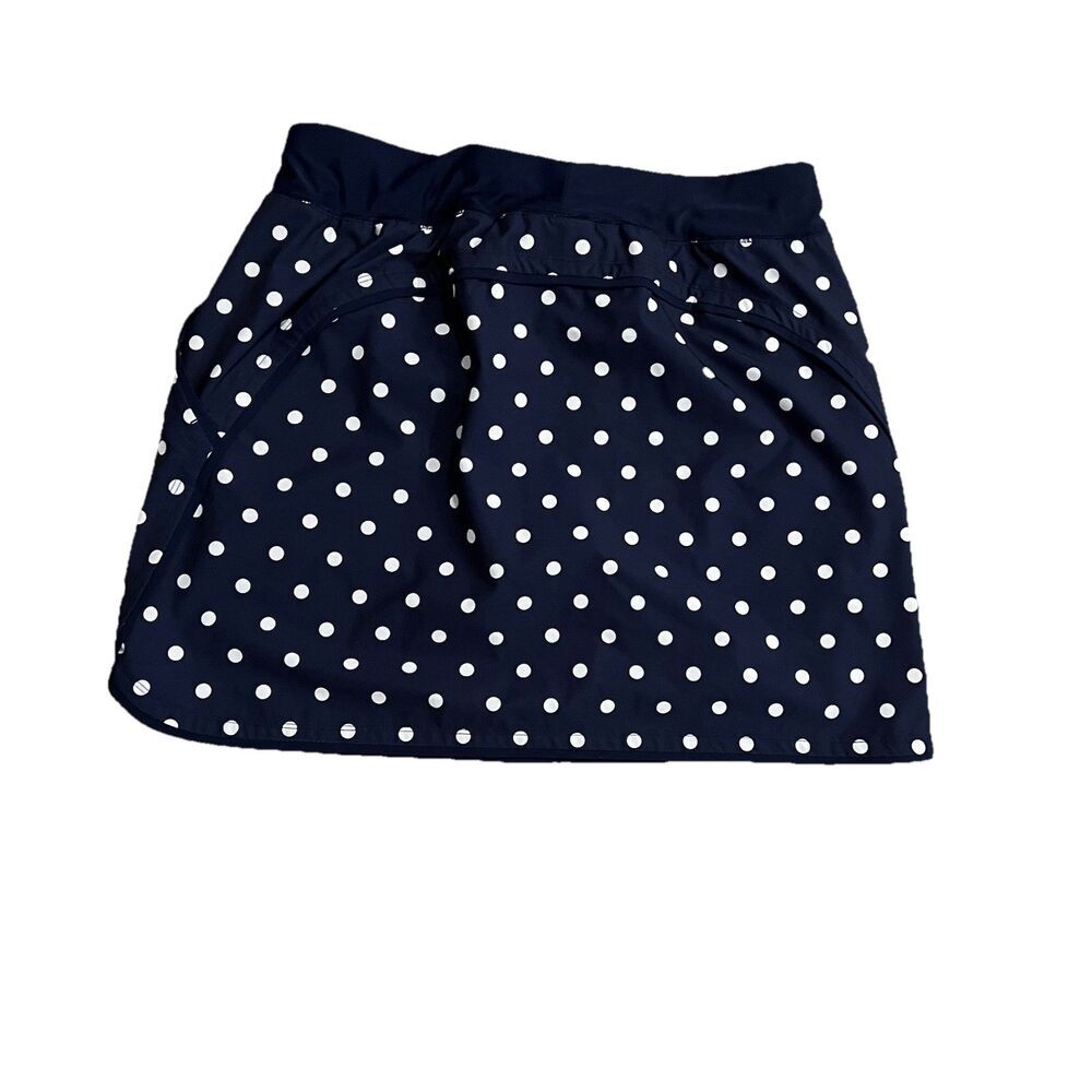 Lands End Women’s Swim Skort 12 Polka Dots Blue White - Picture 2 of 4